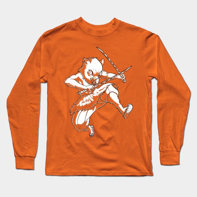 Demon Slayer Inosuke Hashibira Action Custom Color Long Sleeve T-Shirt by Paradox Studio